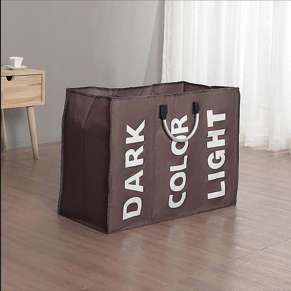 Laundry basket 3 compartments - foldable with handle
