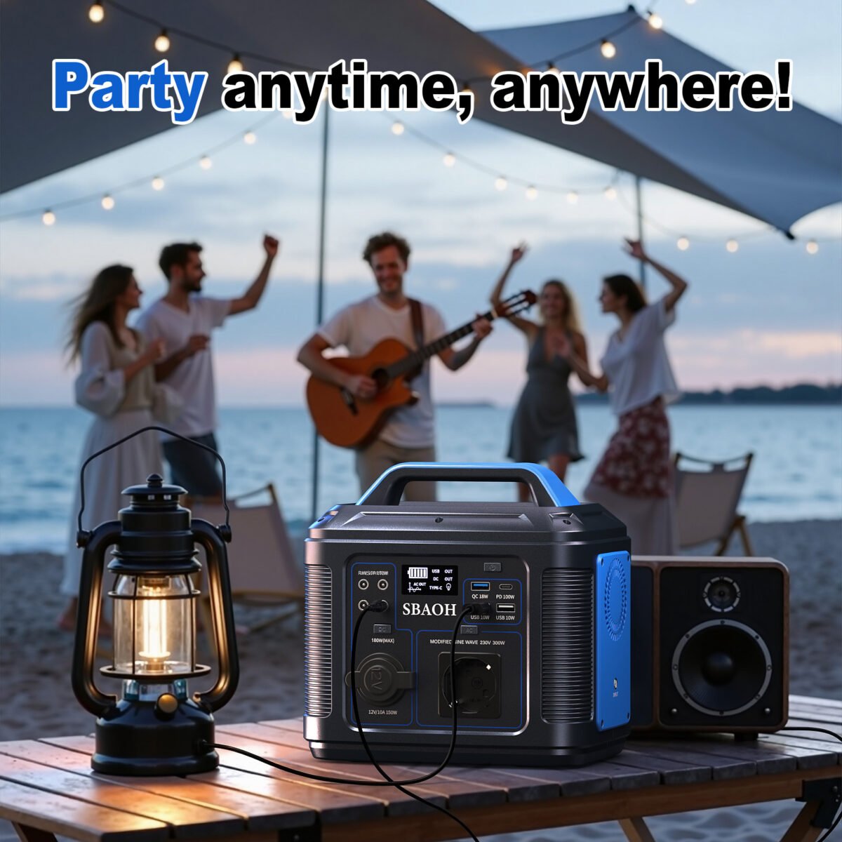 SBAOH Portable Power Station 300W,solar Power Generator 296Wh 80000mAh,solar Power Bank Portable Charger - Image 4