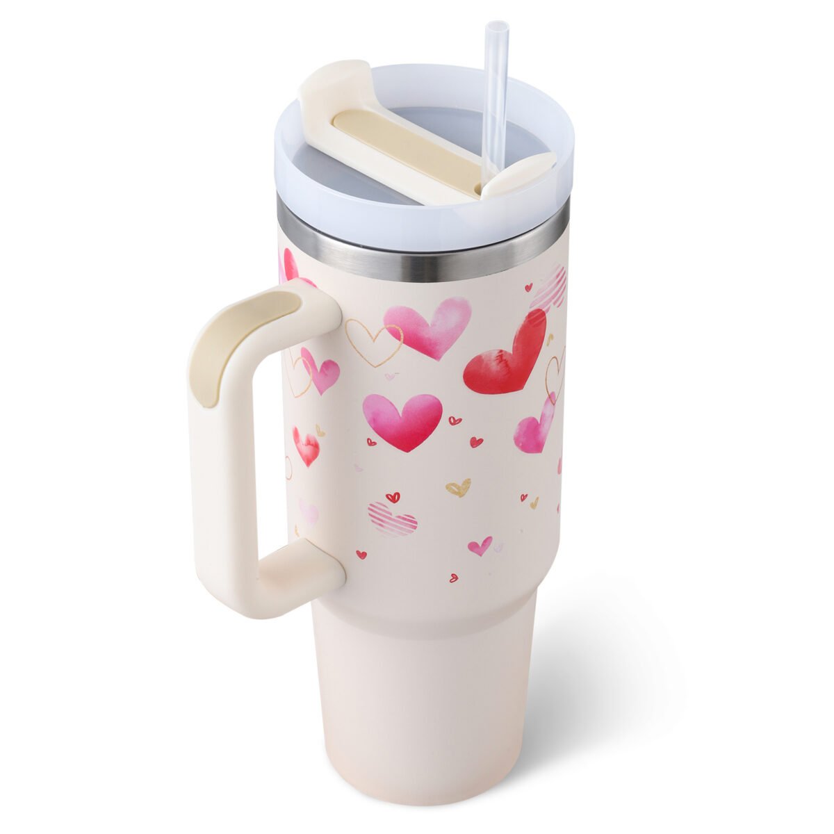 40 Oz Tumbler With Handle Straw Insulated, Stainless Steel Spill Proof Vacuum Coffee Cup Tumbler With Lid Tapered Mug Gifts For Valentine Lover Suitable For Car Gym Office Travel - Image 2