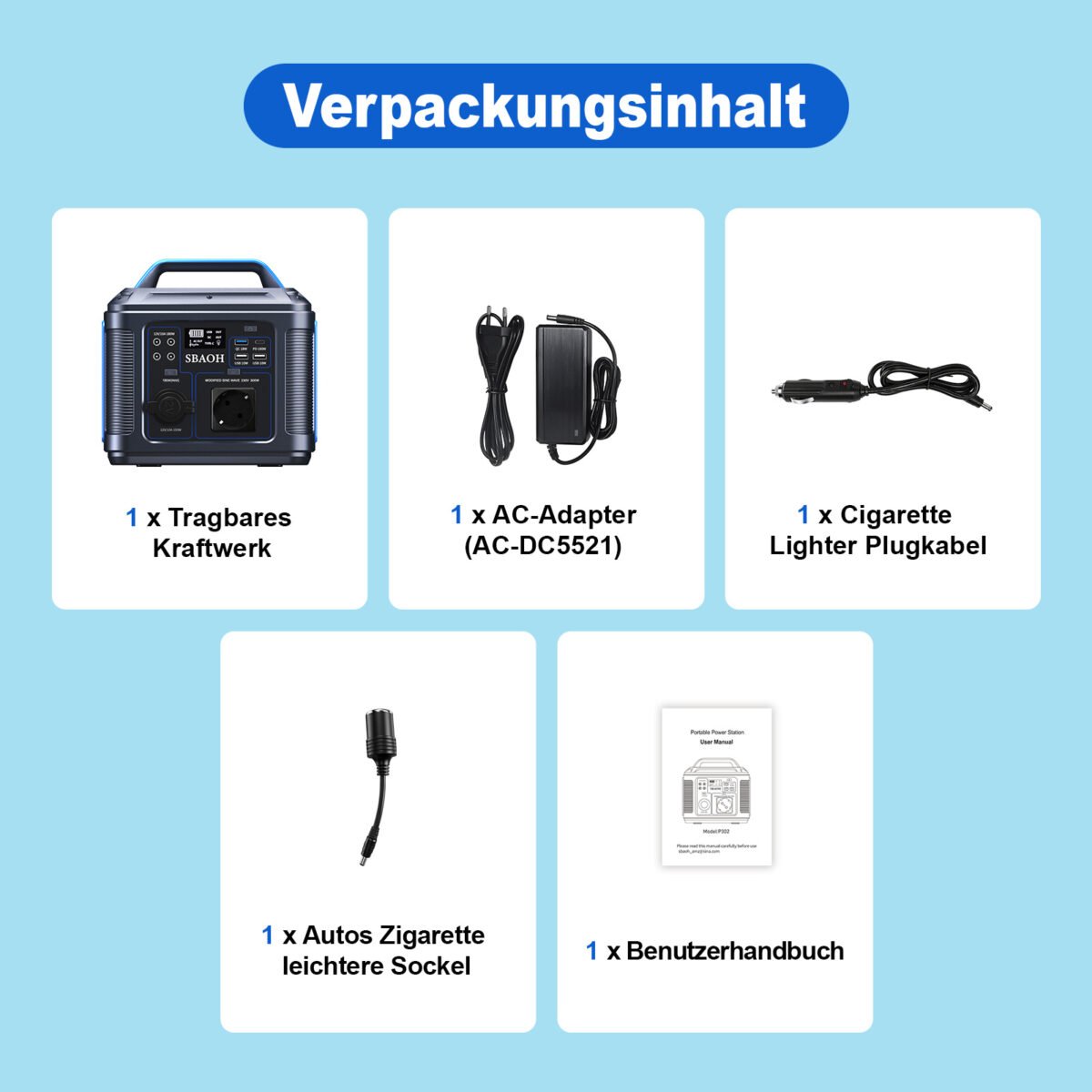 SBAOH Portable Power Station 300W,solar Power Generator 296Wh 80000mAh,solar Power Bank Portable Charger - Image 10