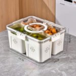 Kitchen Gadget Compartments Divided Serving Tray With Lid Veggie Tray Portable Snack Box Food Container For Biscuits Candy Fruits Nuts - Image 5