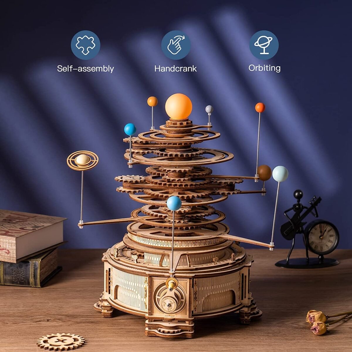 Robotime ROKR 316PCS Rotatable Mechanical Orrery 3D Wooden Puzzle Games Assemble Model Building Kits Toys Gift For Children Boys - Image 4