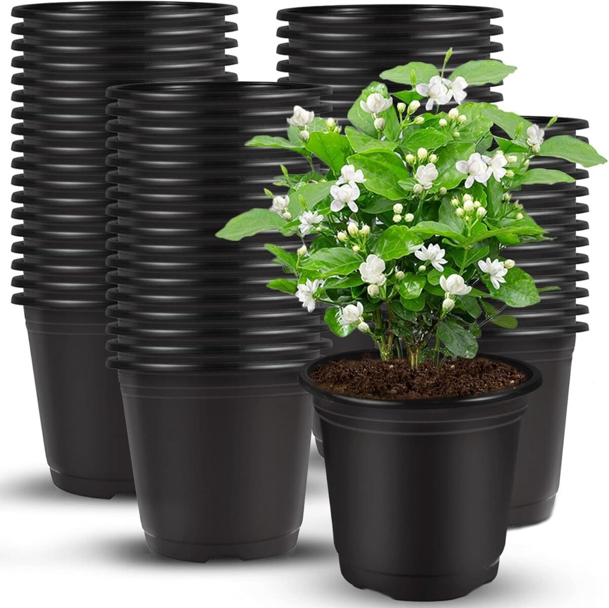 4367b689-1bcb-445c-8434-61ec3fb73850.jpg 150pcs 10cm Plant Pots Nursery Pots Black Plastic Flower Pot - Image 1