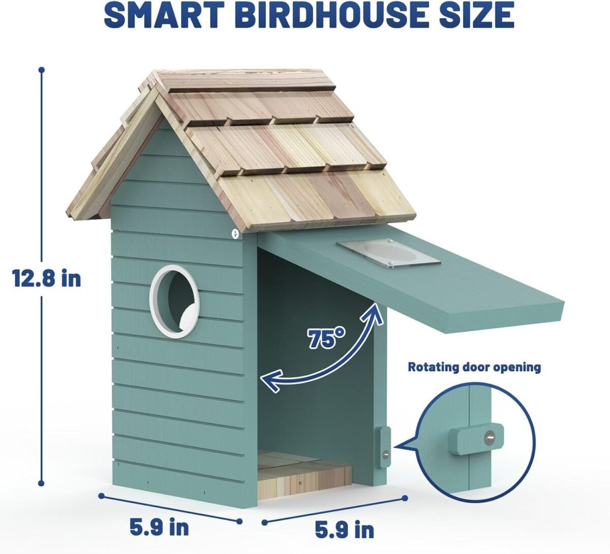 Smart Bird House,Bird Feeder With Camera - Ai Bird Species Identification, 3MP HD Photos, Inside 2.4G-Wi-Fi,1.5In Focus, Blue - Image 2