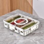 Kitchen Gadget Compartments Divided Serving Tray With Lid Veggie Tray Portable Snack Box Food Container For Biscuits Candy Fruits Nuts - Image 4