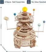 Robotime ROKR 316PCS Rotatable Mechanical Orrery 3D Wooden Puzzle Games Assemble Model Building Kits Toys Gift For Children Boys - Image 9