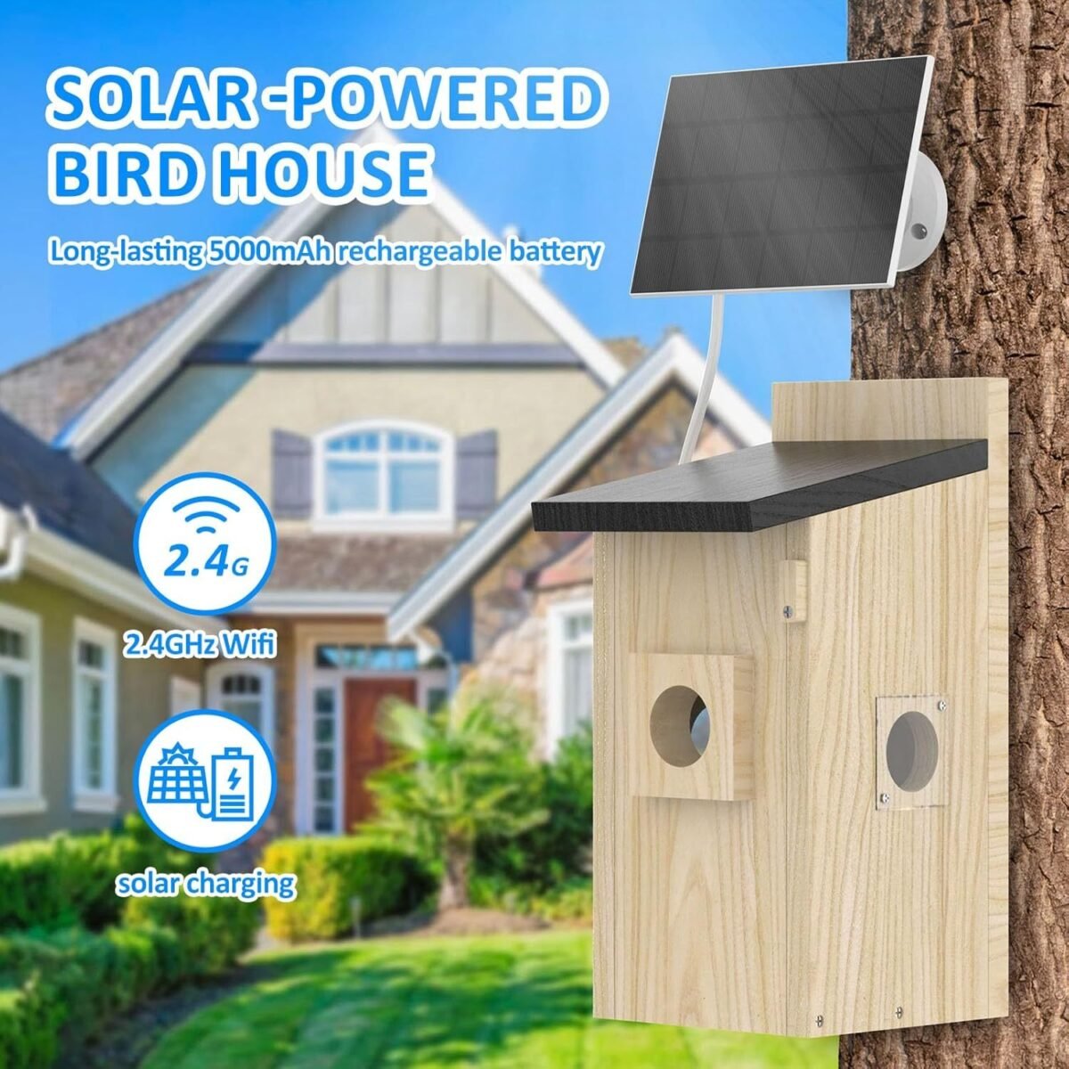 Smart Bird Houses For Outside Solar Powered,4MP Birdhouse Camera For Outdoors, Watch Bird Nesting & Hatching In Real Time, AI Identify Bird Behavior & Create, DIY Ideal Gift - Image 3