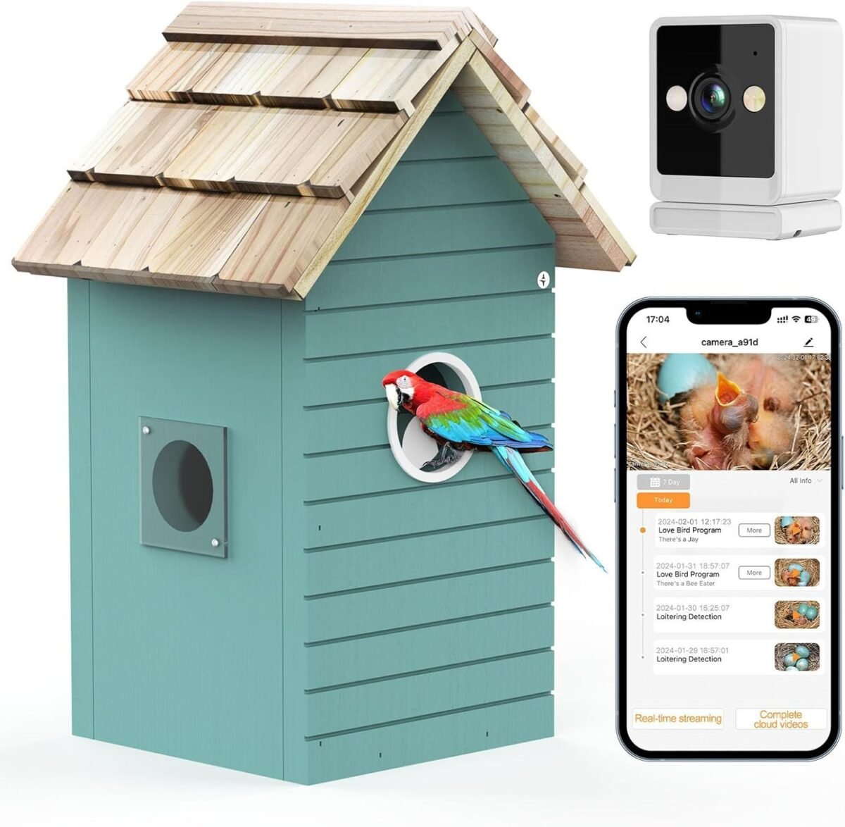 Smart Bird House,Bird Feeder With Camera - Ai Bird Species Identification, 3MP HD Photos, Inside 2.4G-Wi-Fi,1.5In Focus, Blue - Image 1