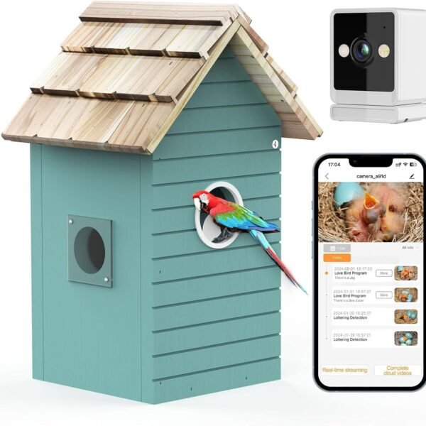 Smart Bird House,Bird Feeder With Camera - Ai Bird Species Identification, 3MP HD Photos, Inside 2.4G-Wi-Fi,1.5In Focus, Blue