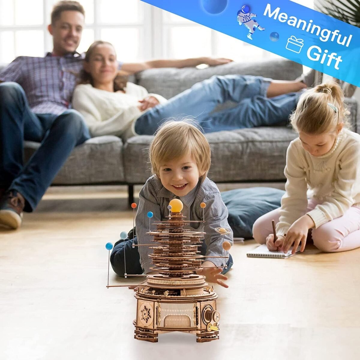 Robotime ROKR 316PCS Rotatable Mechanical Orrery 3D Wooden Puzzle Games Assemble Model Building Kits Toys Gift For Children Boys - Image 5