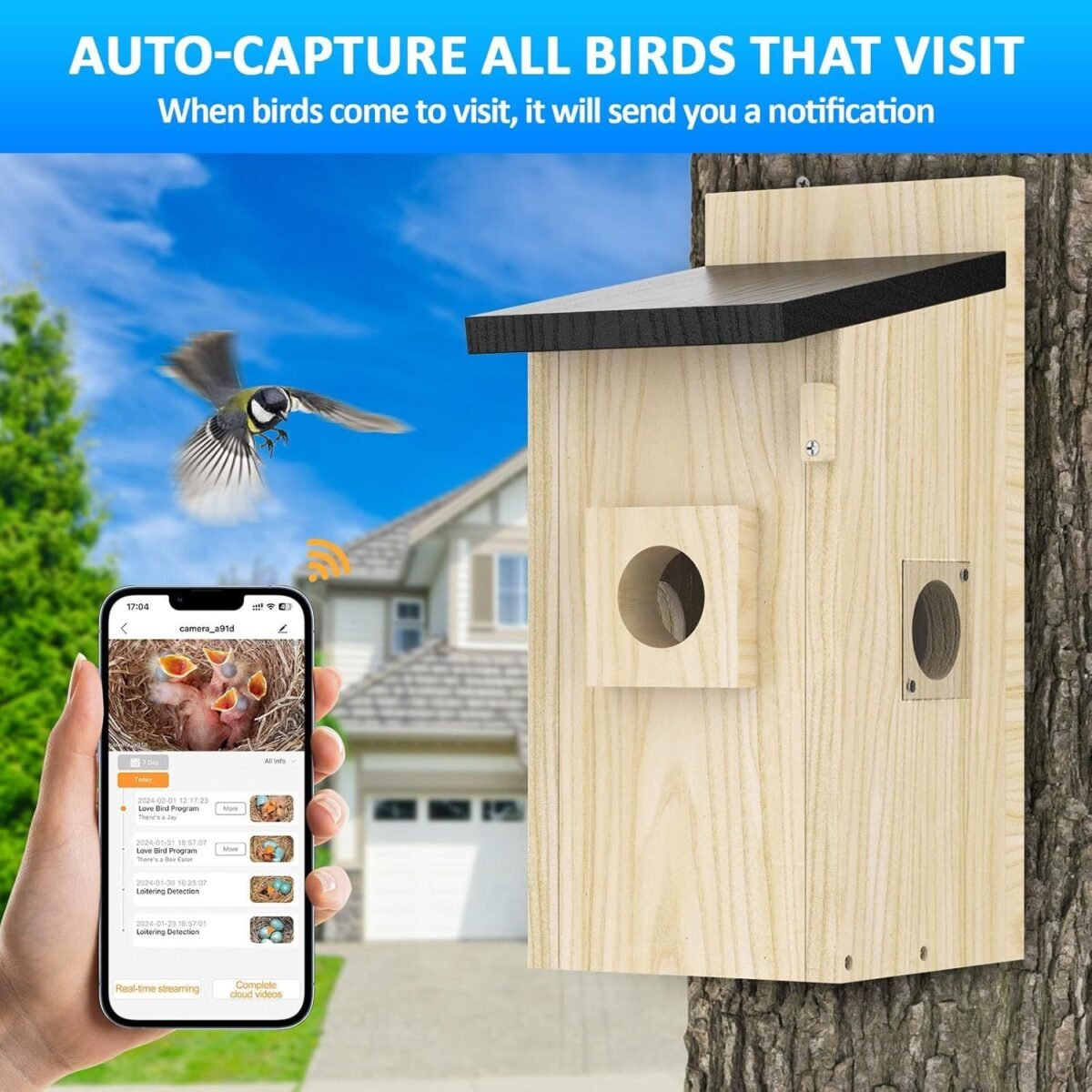 Smart Bird Houses For Outside Solar Powered,4MP Birdhouse Camera For Outdoors, Watch Bird Nesting & Hatching In Real Time, AI Identify Bird Behavior & Create, DIY Ideal Gift - Image 2