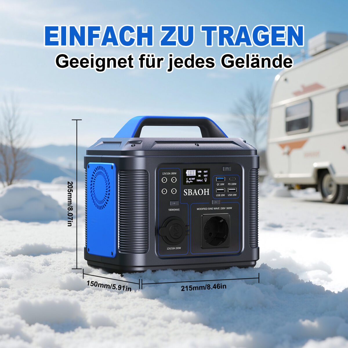 SBAOH Portable Power Station 300W,solar Power Generator 296Wh 80000mAh,solar Power Bank Portable Charger - Image 7