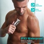 All In One Beard Trimmer For Men With 5 Trimmer Heads IPX5 Waterproof Electric Razor For Face Nose Body Beard Cordless Hair Shaver Clipper Grooming Kit For Men Husband Father - Image 4