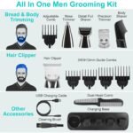All In One Beard Trimmer For Men With 5 Trimmer Heads IPX5 Waterproof Electric Razor For Face Nose Body Beard Cordless Hair Shaver Clipper Grooming Kit For Men Husband Father - Image 8